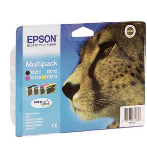 Epson Patrone T0715 (C13T071540) Original Multipack Schwarz und Farbe
