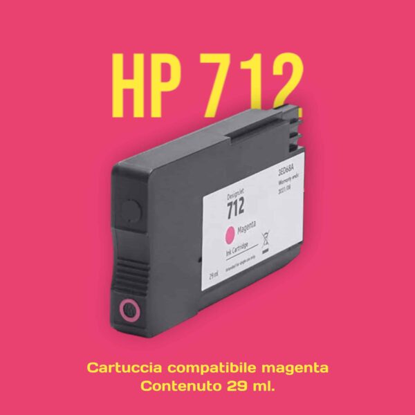 Cartouche Magenta compatible HP 712 Contenu 29 ml.